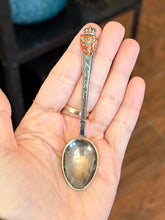 Load image into Gallery viewer, Aksel Holmsen Sterling Silver Orange Enamel NORGE Norwegian Coat of Arms Spoon