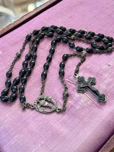 Load image into Gallery viewer, Vintage Art Deco Italy Black Wood Bead Rosary Beads Scalloped Crucifix