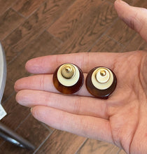 Load image into Gallery viewer, Vintage YSL Yves Saint Laurent Round Lucite Rootbeer Gold Tone Pierced Earrings