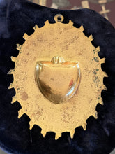 Load image into Gallery viewer, Antique Sacred Heart Brass Metal Casket Plaque Religious Mourning Oddity