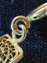 Load image into Gallery viewer, Vintage Gold Vermeil 835 Silver Filigree Panel Link Bracelet 7.25"