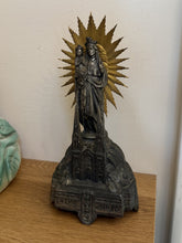 Load image into Gallery viewer, Antique 1900s French St. Anne de Beaupre Souvenir Metal Music Box Statue Working
