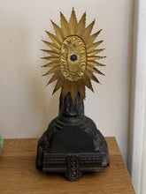 Load image into Gallery viewer, Antique 1900s French St. Anne de Beaupre Souvenir Metal Music Box Statue Working