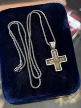 Load image into Gallery viewer, Vintage Sterling Silver Multi Gemstone Cross Pendant Necklace 19"