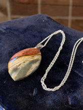 Load image into Gallery viewer, Vintage Sterling Silver Polished Jasper Pendant Necklace Statement Boho 24.25"