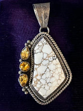 Load image into Gallery viewer, Vintage RB Running Bear Navajo Sterling Silver Magnesite Faceted Citrine Pendant