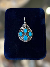 Load image into Gallery viewer, Vintage Native American Sterling Silver Genuine Turquoise Teardrop Pendant