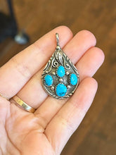 Load image into Gallery viewer, Vintage Native American Sterling Silver Genuine Turquoise Teardrop Pendant