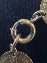 Load image into Gallery viewer, Vintage 1940s WW2 Era Trench Art Australian Coin Pence Sweetheart Bracelet 6.75"