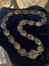 Load image into Gallery viewer, Vintage Art Deco 1920s-1940s Japanese Damascene Shakudo Panel Link Necklace