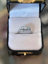 Load image into Gallery viewer, Vintage 14k White Gold Faceted Aquamarine & Diamond Ring US Size 7 1/2