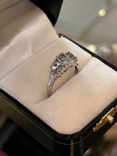 Load image into Gallery viewer, Vintage 14k White Gold Faceted Aquamarine & Diamond Ring US Size 7 1/2