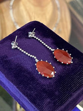 Load image into Gallery viewer, Vintage Italy Sterling Silver Studded Faceted Carnelian Dangle Drop Earrings