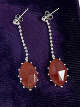 Load image into Gallery viewer, Vintage Italy Sterling Silver Studded Faceted Carnelian Dangle Drop Earrings