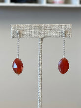 Load image into Gallery viewer, Vintage Italy Sterling Silver Studded Faceted Carnelian Dangle Drop Earrings