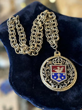 Load image into Gallery viewer, Vintage Reinad Via Crucis Via Lucis Blue & Red Enamel Gold Tone Pendant Necklace