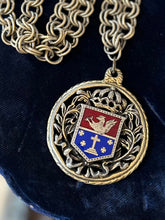 Load image into Gallery viewer, Vintage Reinad Via Crucis Via Lucis Blue & Red Enamel Gold Tone Pendant Necklace