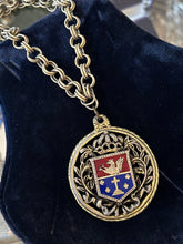Load image into Gallery viewer, Vintage Reinad Via Crucis Via Lucis Blue & Red Enamel Gold Tone Pendant Necklace