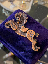 Load image into Gallery viewer, Vintage 1950s Signed REBAJES Hand Crafted Copper Carousel Horse Brooch Pin