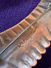 Load image into Gallery viewer, Vintage 1950s Signed REBAJES Hand Crafted Copper Feather Brooch Pin Midcentury