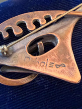 Load image into Gallery viewer, Vintage 1950s Signed REBAJES Hand Crafted Copper Abstract Harpoon Brooch Pin