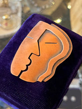 Load image into Gallery viewer, Vintage 1950s REBAJES Hand Crafted Copper Abstract Kiss Figural Faces Brooch Pin
