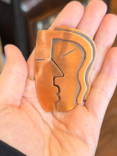Load image into Gallery viewer, Vintage 1950s REBAJES Hand Crafted Copper Abstract Kiss Figural Faces Brooch Pin