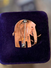 Load image into Gallery viewer, Vintage 1950s Signed REBAJES Hand Crafted Copper Elephant Brooch Pin Midcentury