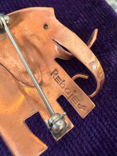 Load image into Gallery viewer, Vintage 1950s Signed REBAJES Hand Crafted Copper Elephant Brooch Pin Midcentury