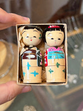Load image into Gallery viewer, Vintage Japanese Wood Kokeshi Nesting Dolls Mini Handpainted Family Original Box