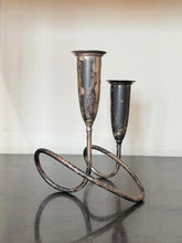 Load image into Gallery viewer, Vintage 1950s NAPIER Pat. Pend Silverplate Modernist Taper Candle Candelabra