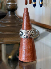 Load image into Gallery viewer, Vintage Hallmarked Sterling Silver Tribal Sigilism Wide Band Ring Unisex US 9.5
