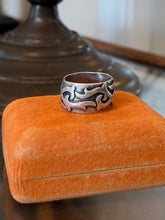 Load image into Gallery viewer, Vintage Hallmarked Sterling Silver Tribal Sigilism Wide Band Ring Unisex US 9.5