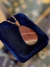 Load image into Gallery viewer, Vintage Rare Signed REBAJES Copper & Banded Agate Pendant Necklace Figaro 18"