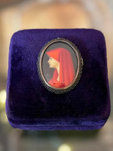 Load image into Gallery viewer, VTG 800 Silver Braided Frame Miniature Painting St. Fabiola Brooch or Pendant