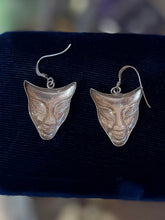 Load image into Gallery viewer, Vintage Sterling Silver Feline Style Mask Dangle Drop Earrings