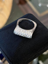 Load image into Gallery viewer, Sterling Silver Clear Rhinestone Pave Split Shank Dome Ring US 7.5