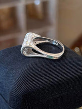 Load image into Gallery viewer, Sterling Silver Clear Rhinestone Pave Split Shank Dome Ring US 7.5