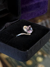 Load image into Gallery viewer, Sterling Silver Faceted Lilac Lavender Glass Stone Solitaire Ring US 7.25