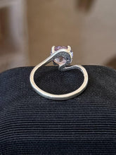 Load image into Gallery viewer, Sterling Silver Faceted Lilac Lavender Glass Stone Solitaire Ring US 7.25