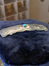 Load image into Gallery viewer, Vintage Southwestern Sterling Silver Turquoise Cabochon Hair Clip Barrette