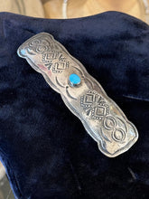 Load image into Gallery viewer, Vintage Southwestern Sterling Silver Turquoise Cabochon Hair Clip Barrette