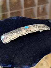 Load image into Gallery viewer, Vintage Southwestern Sterling Silver Turquoise Cabochon Hair Clip Barrette