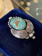 Load image into Gallery viewer, Vintage Sterling Silver Genuine Turquoise Feather Motif Pendant Southwestern
