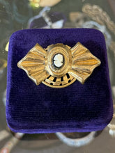Load image into Gallery viewer, Vintage 1930s Art Deco Gold Tone Black Cameo Brooch Pin Rare