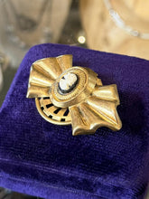 Load image into Gallery viewer, Vintage 1930s Art Deco Gold Tone Black Cameo Brooch Pin Rare