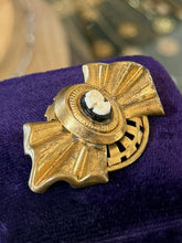 Load image into Gallery viewer, Vintage 1930s Art Deco Gold Tone Black Cameo Brooch Pin Rare