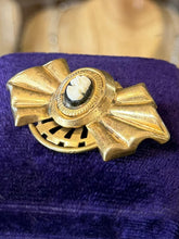 Load image into Gallery viewer, Vintage 1930s Art Deco Gold Tone Black Cameo Brooch Pin Rare