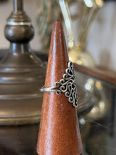 Load image into Gallery viewer, Vintage Sterling Silver Swirl Motif Statement Ring Adjustable US 8