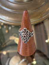 Load image into Gallery viewer, Vintage Sterling Silver Swirl Motif Statement Ring Adjustable US 8